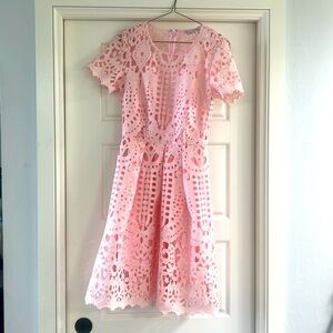 Lace-style pink dress